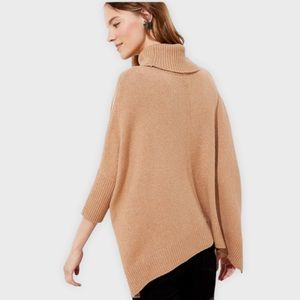 Loft Turtleneck Poncho Sweater in Camel
